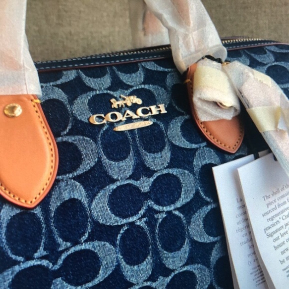 Coach Rowan Satchel Bag In Signature Denim Canvas NWT CY699 - Picture 5 of 6